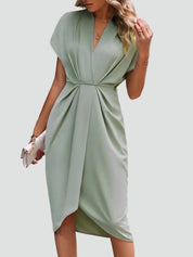 Camille Laurent | Elegant Wrap Midi Dress For Women