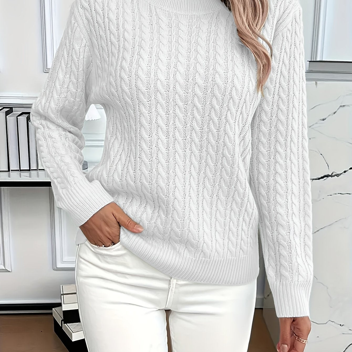 Louisa Bramley | Cable-Knit Round Neck Sweater