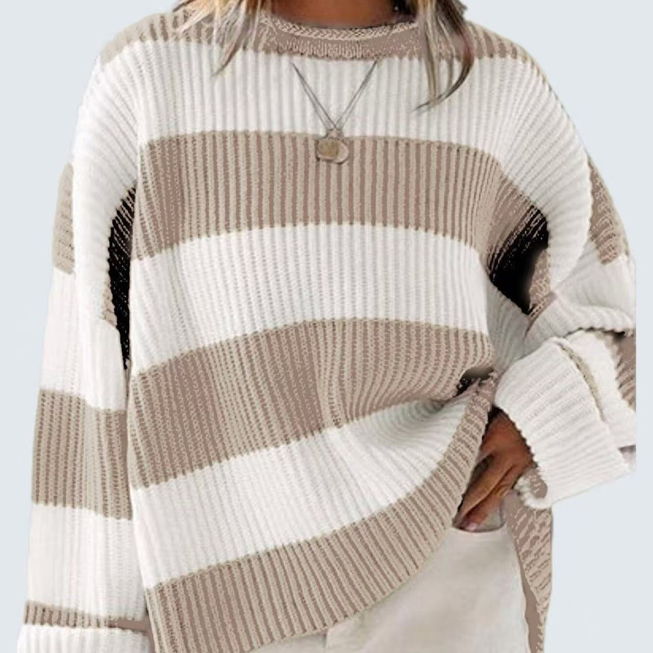 Isobel Kerr | Striped Oversized Batwing Sleeve Jumper