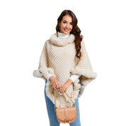 Eleanor Wren | Faux Fur Collar Knit Cape For Women