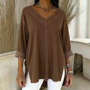 Amelia Kensington | Denim V-Neck Blouse For Women