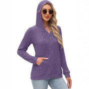 Harriet Baker | Ribbed Button-Front Hoodie Sweater