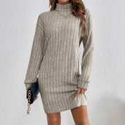 Edith Morris | Ribbed Turtleneck Sweater Dress