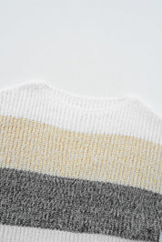 Eleanor Wood | Striped Colourblock Bubble Sleeve Sweater Dress