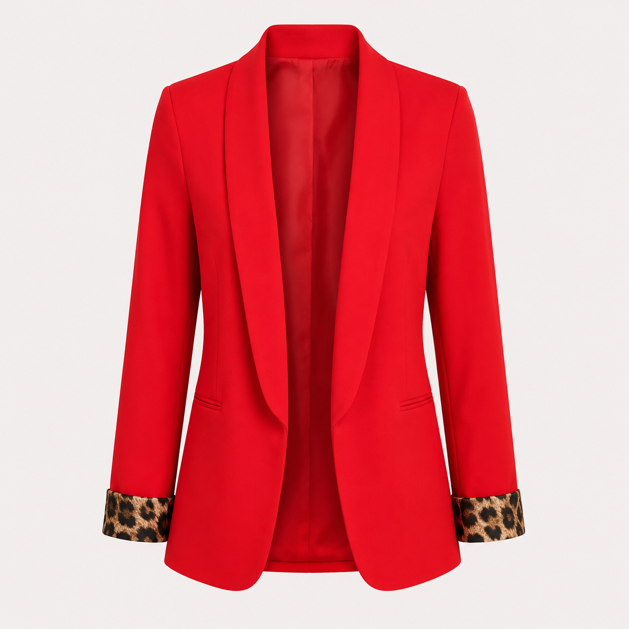Rebecca Ashcroft | Red Leopard-Trim Blazer