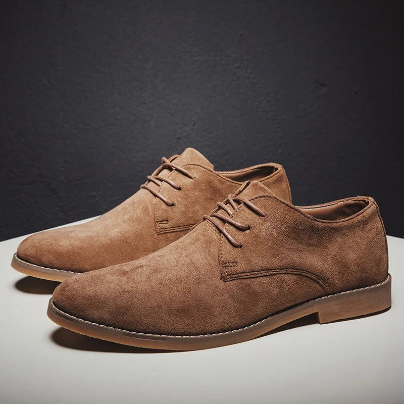 Alessandro Romano | Brown Suede Lace-Up Oxford Shoes for Men