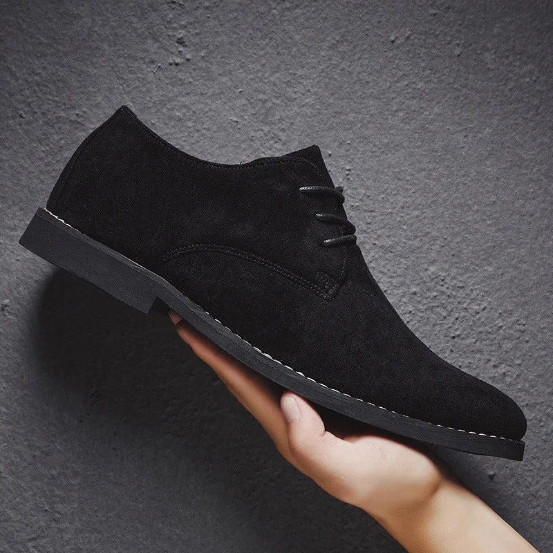 Alessandro Romano | Brown Suede Lace-Up Oxford Shoes for Men