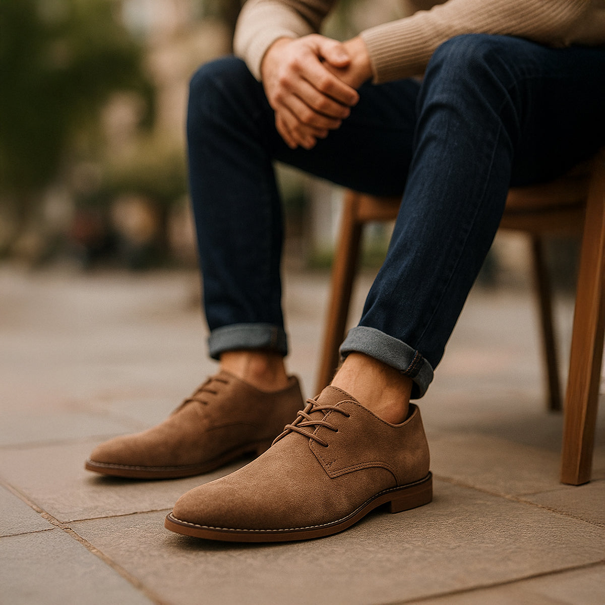 Alessandro Romano | Brown Suede Lace-Up Oxford Shoes for Men