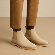Callum Whitstone | Beige Suede Chelsea Ankle Boots for Men
