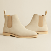 Callum Whitstone | Beige Suede Chelsea Ankle Boots for Men