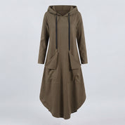 Alice Hartfield | Olive Hooded Maxi Dress With Curved Hem