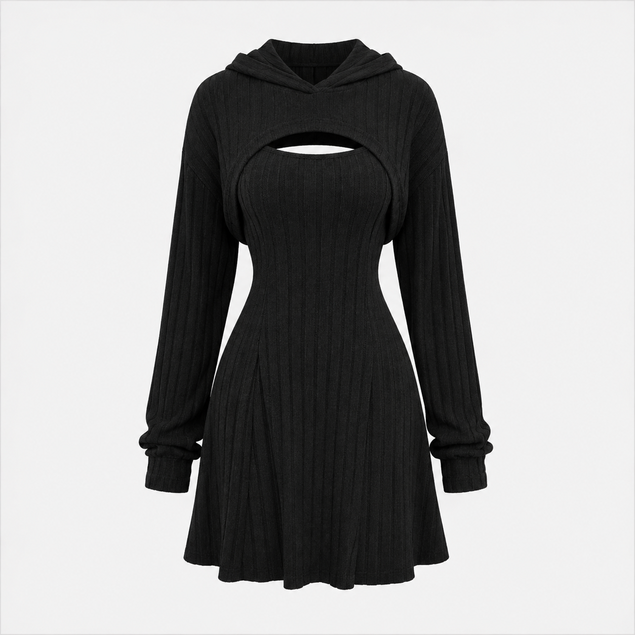 Alice Morris | Robe-pull à capuche en maille côtelée avec découpes