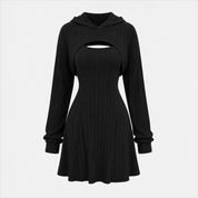 Alice Morris | Robe-pull à capuche en maille côtelée avec découpes