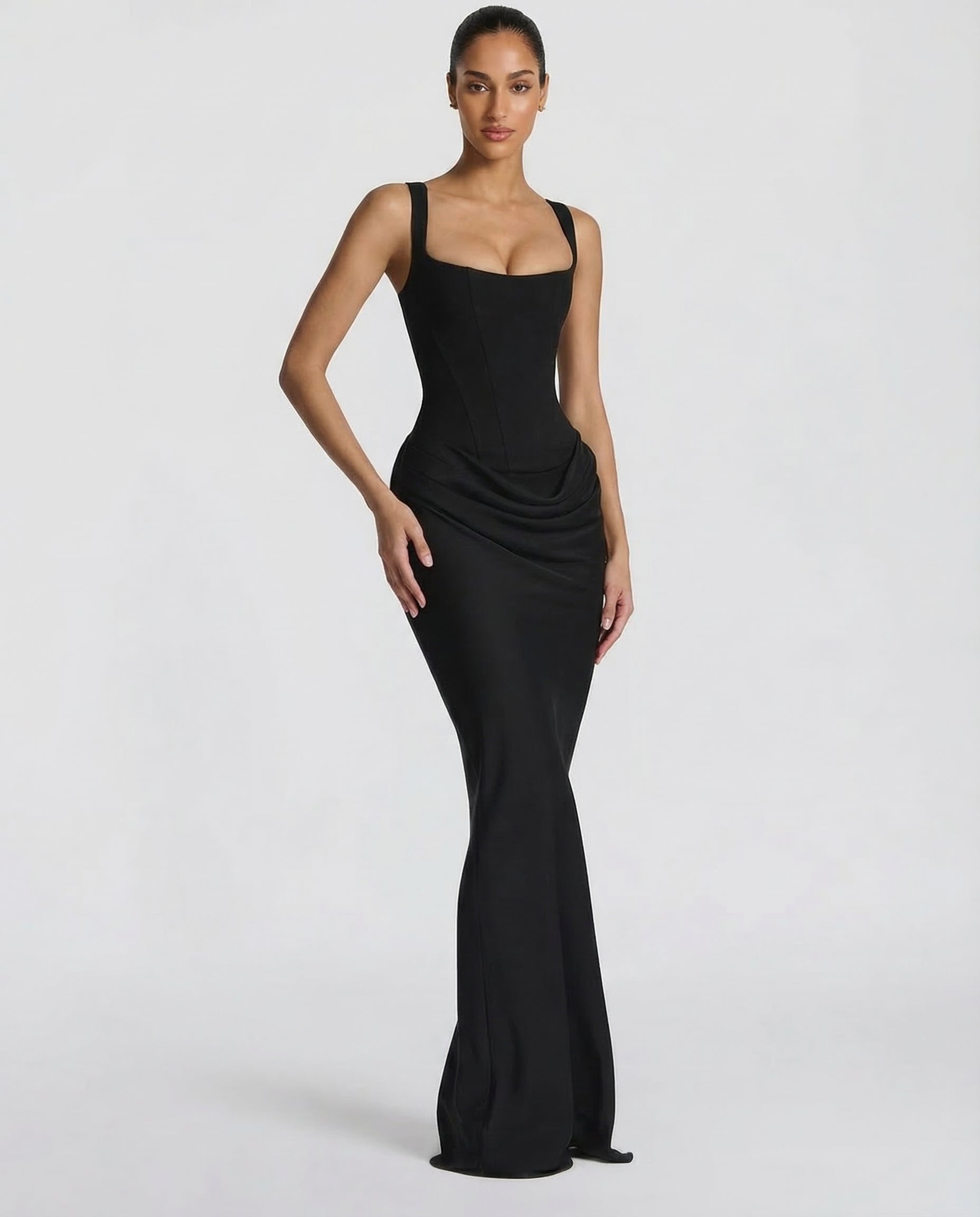 Rosie Thompson | Black Corset Maxi Dress Sleeveless