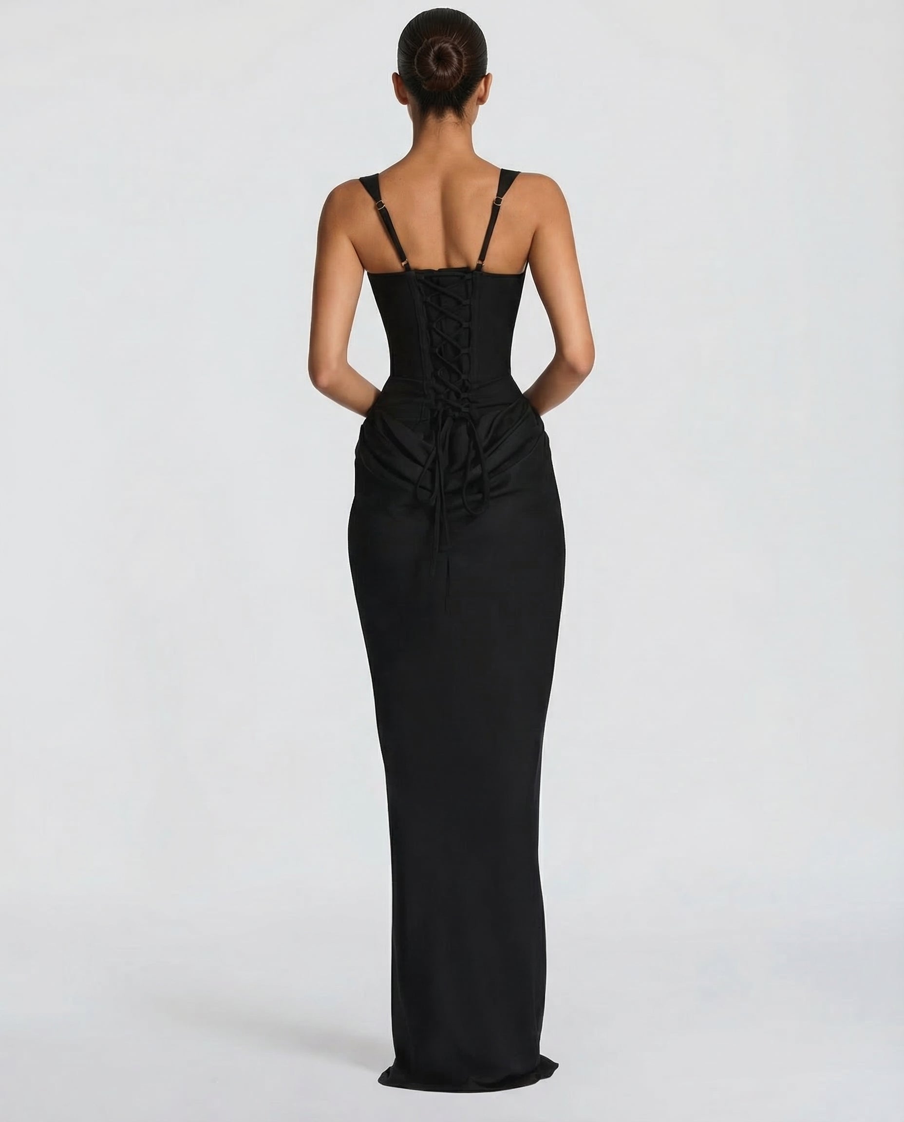 Rosie Thompson | Black Corset Maxi Dress Sleeveless