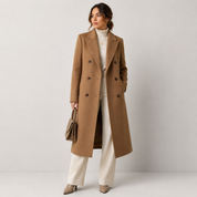 Amelia Shaw | Manteau long en laine croisé camel