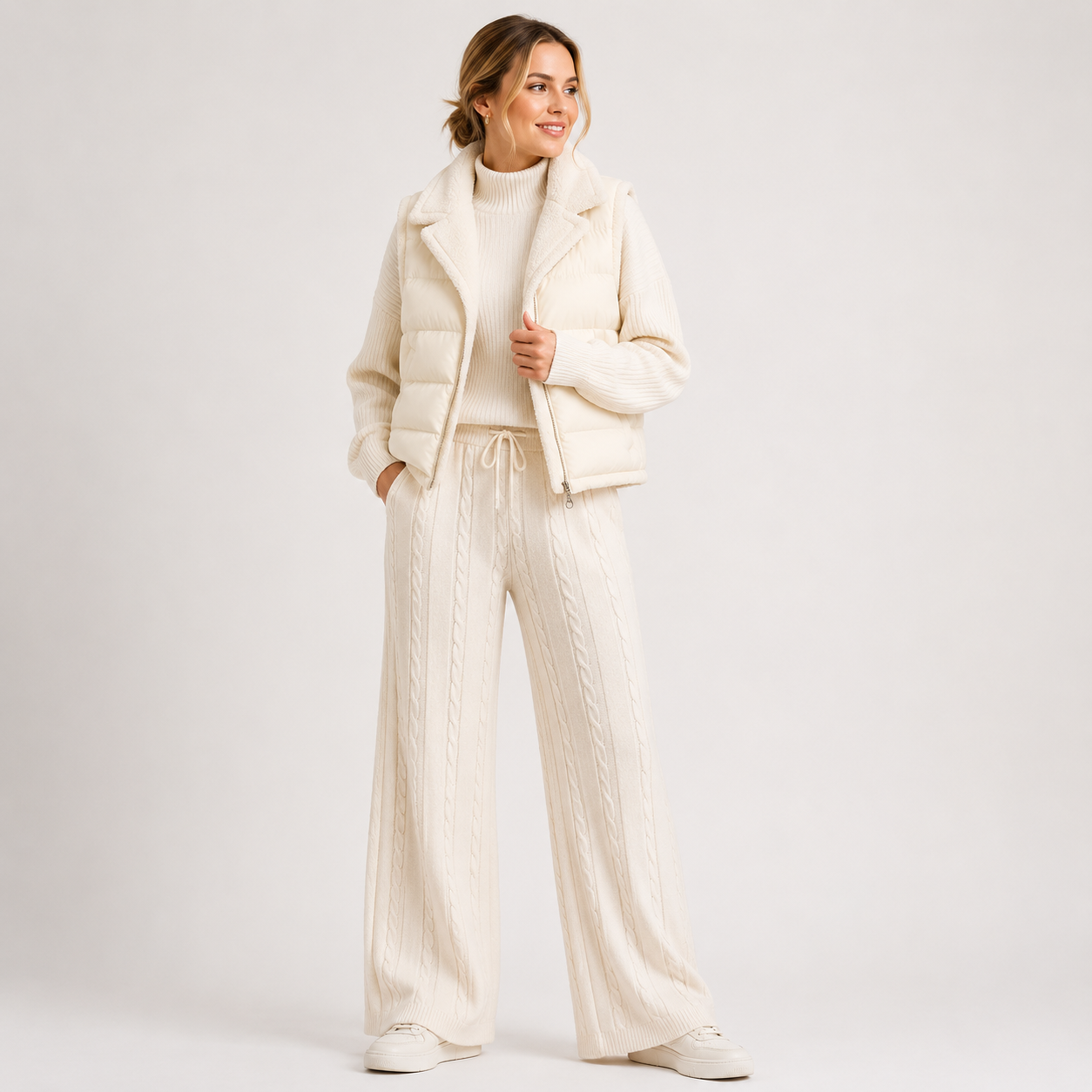 AmeliaWoodCreamCable-KnitTrousers_Turtleneck_PaddedVestSet-model.png