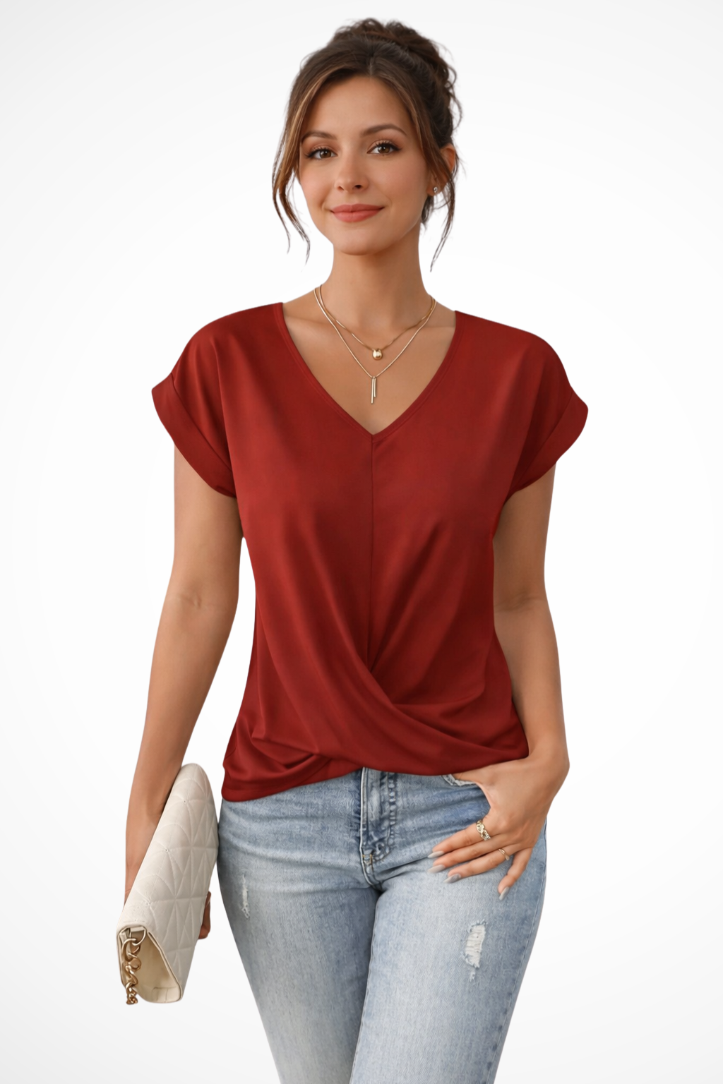 Amelia Laurent | Casual V-Neck Blouse For Women