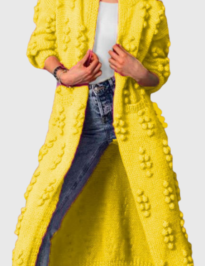 Freya Marsden | Long Bobble-Knit Cardigan With Pockets