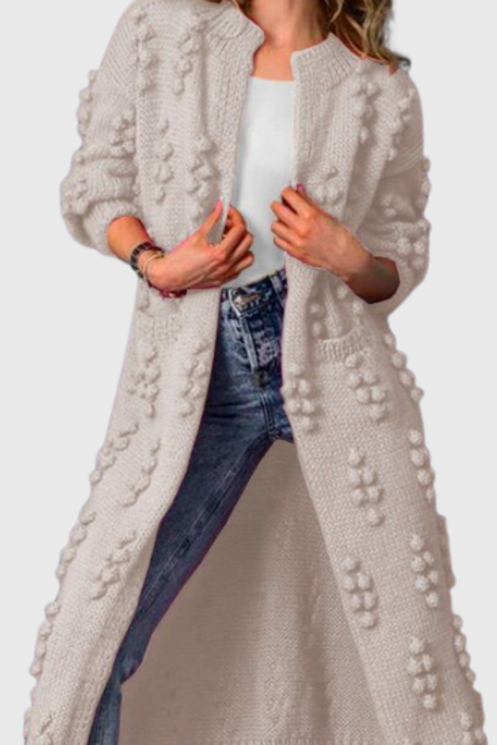 Freya Marsden | Long Bobble-Knit Cardigan With Pockets