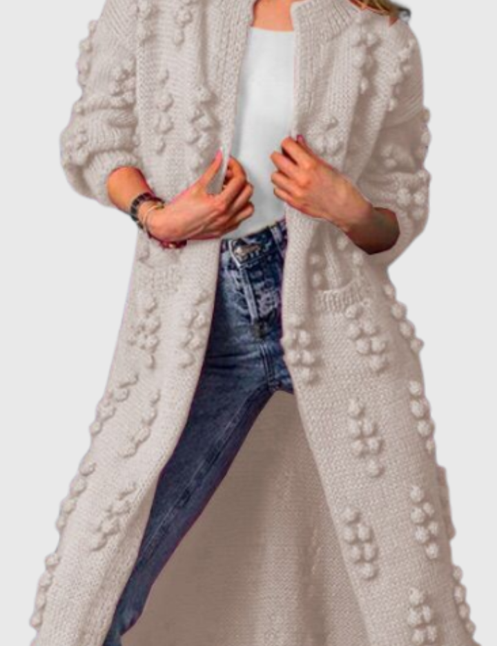 Freya Marsden | Long Bobble-Knit Cardigan With Pockets
