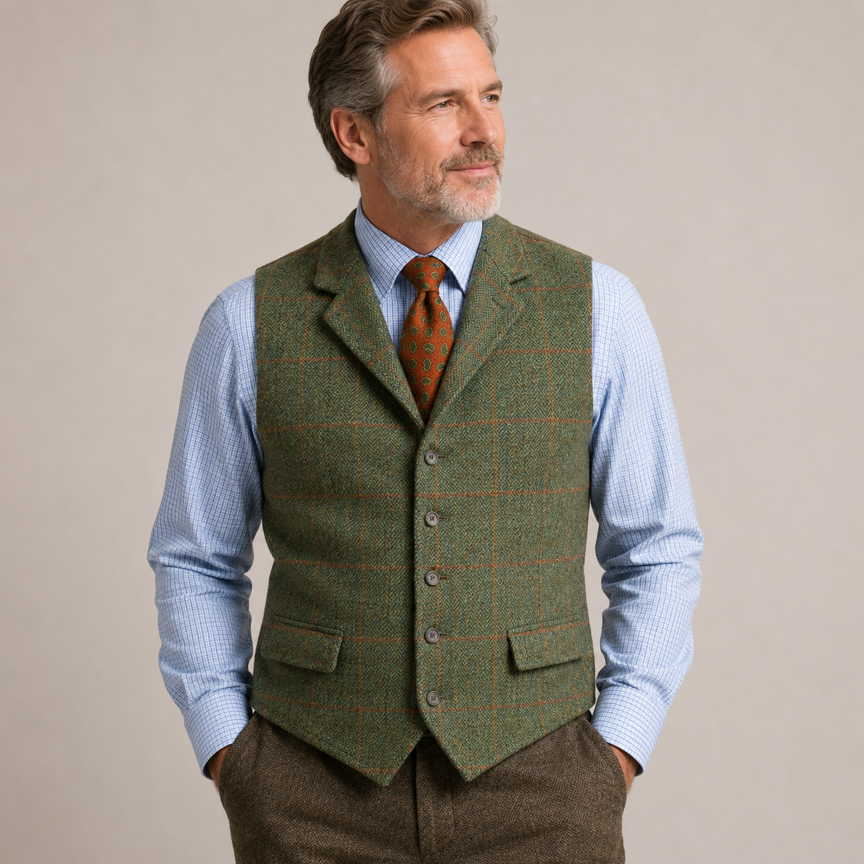 ArabellaLawsonGreenHerringboneTweedWaistcoatforWomen-model.png