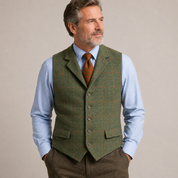 Arabella Lawson | Gilet en tweed à chevrons vert pour femme