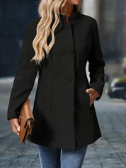 Aurélie Sinclair | Cream Stand-Collar Tailored Coat for Women