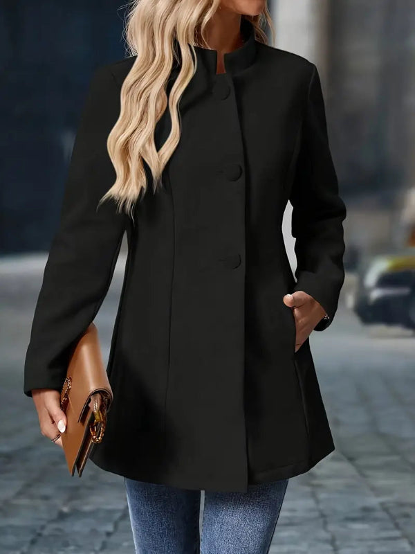 Aurélie Sinclair | Cream Stand-Collar Tailored Coat for Women