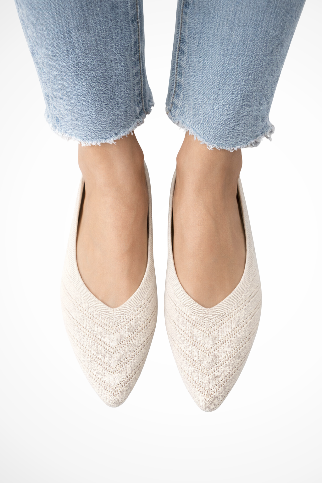 Beatrix Longford | Brown Pointed Toe Knit Flats for Women