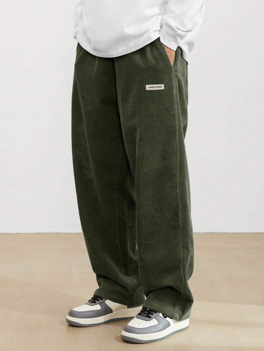 Winifred Campbell | Wide-Leg Corduroy Trousers in Forest Green