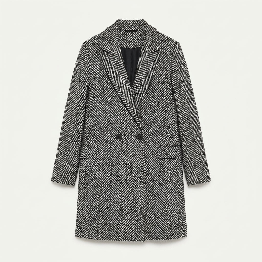 Beatrice Langton | Manteau long en laine mélangée à motif pied-de-poule