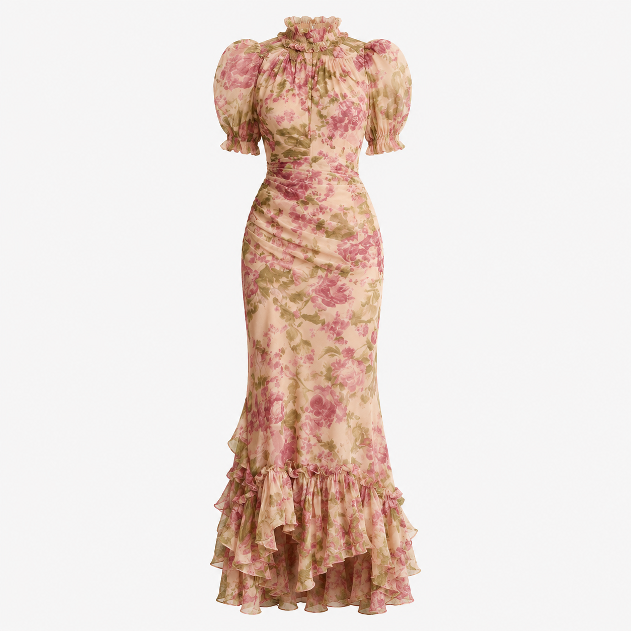 Beatrice Morrison | Floral Ruched Mermaid Maxi Dress