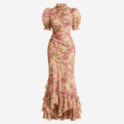 Beatrice Morrison | Floral Ruched Mermaid Maxi Dress