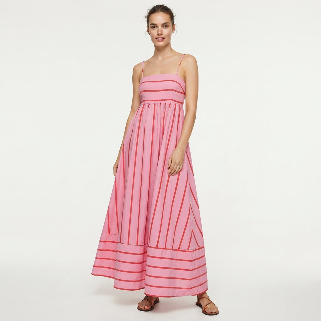 Beatrice Sherwin | Robe longue rayée à bretelles à nouer
