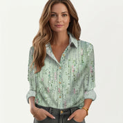Beatrice Stanmore | Printed Collared Blouse With Long Sleeves
