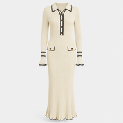 Beatrice Sutcliffe | Ribbed Knit Collared Midi Dress
