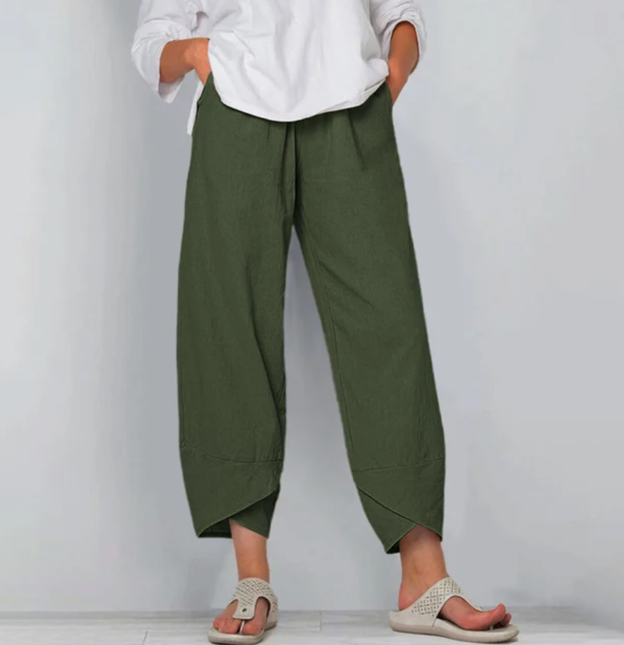 Lydia Evans | Pantalon raccourci décontracté en mélange de lin pour femme