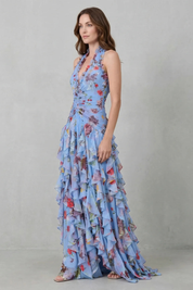 Rosie Sutton | Floral Halter Maxi Dress with Ruffle Skirt