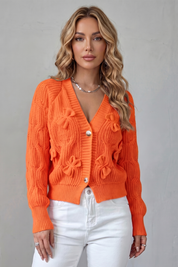 Lydia Campbell | Hot Pink Cable Knit Bow Cardigan