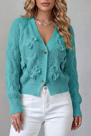 Lydia Campbell | Hot Pink Cable Knit Bow Cardigan