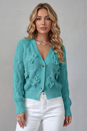 Lydia Campbell | Hot Pink Cable Knit Bow Cardigan