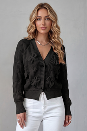 Lydia Campbell | Hot Pink Cable Knit Bow Cardigan