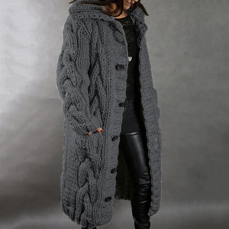 Naomi Pargeter | Chunky Cable Knit Coat With Hood