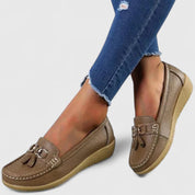 Daisy Fenwick | Red Vegan Leather Tassel Loafers