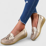 Daisy Fenwick | Red Vegan Leather Tassel Loafers