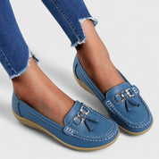 Daisy Fenwick | Red Vegan Leather Tassel Loafers