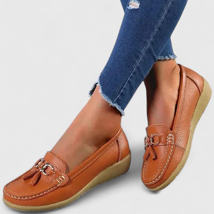Daisy Fenwick | Red Vegan Leather Tassel Loafers