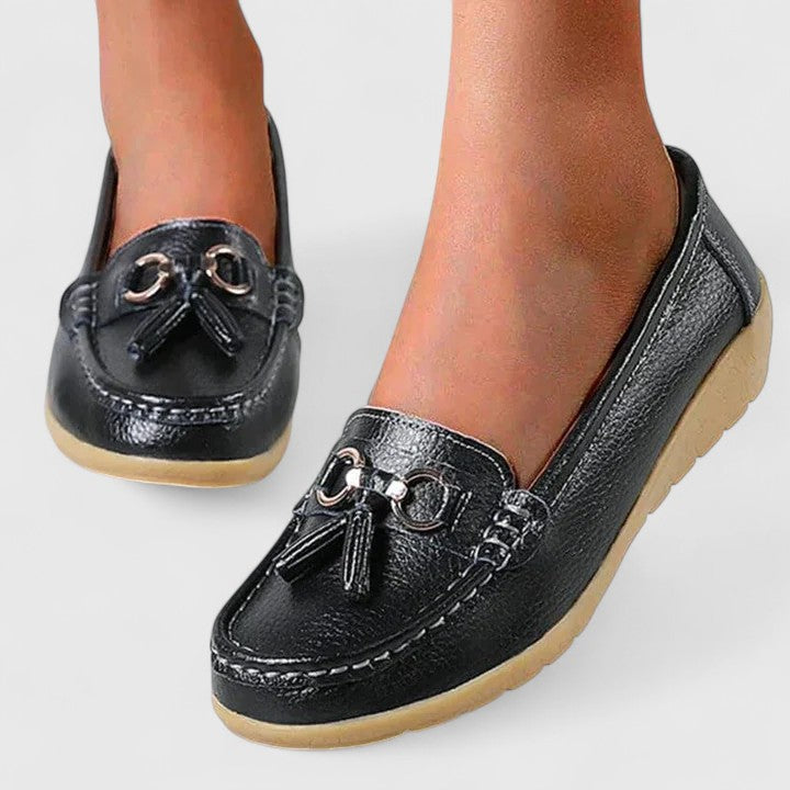 Daisy Fenwick | Red Vegan Leather Tassel Loafers