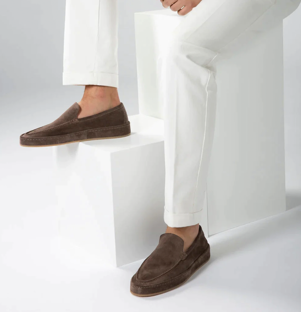 Tobias Wrenfield | Suede Slip-On Loafers in Taupe